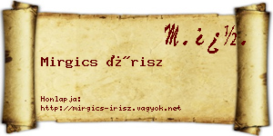 Mirgics Írisz névjegykártya